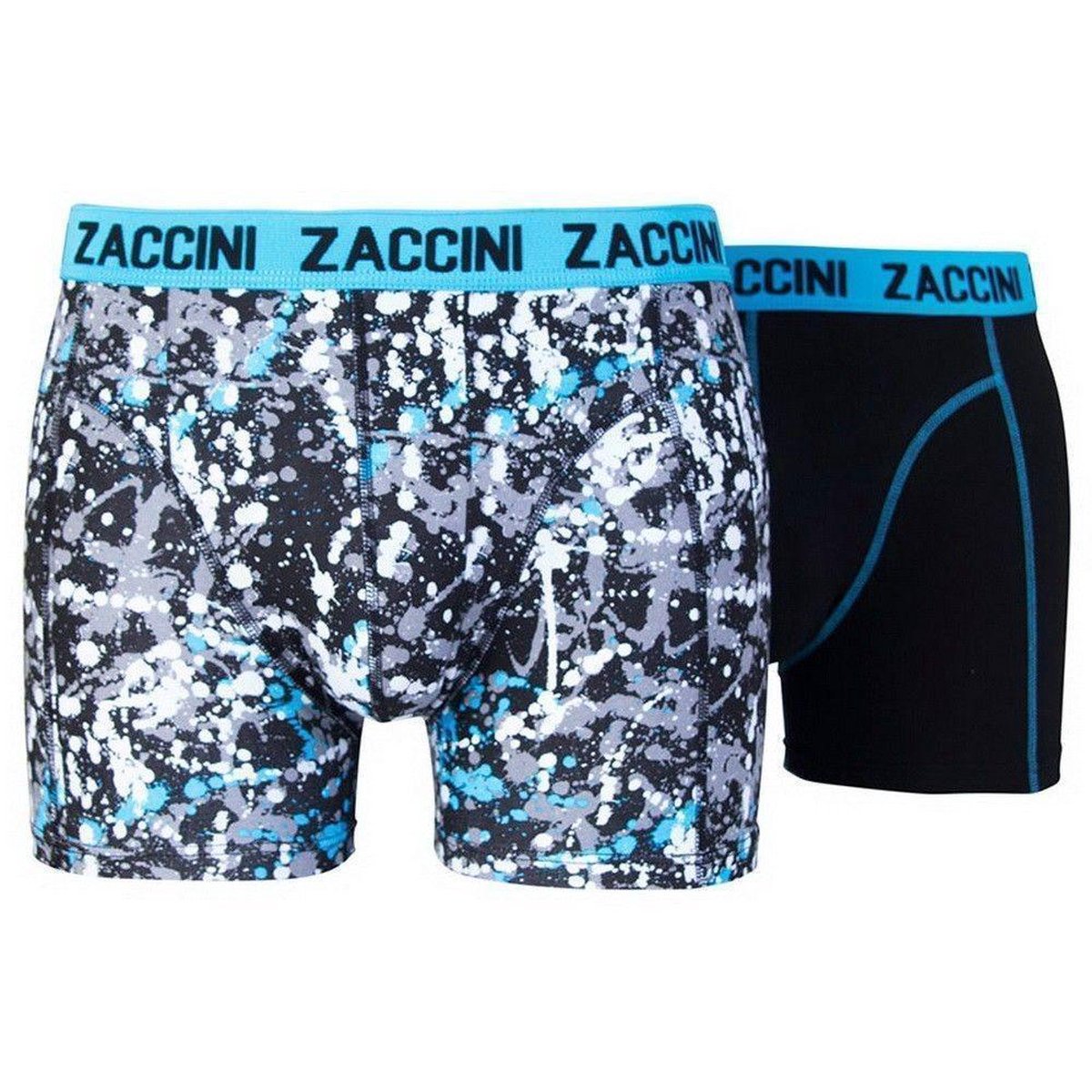 Zaccini - 2-Pack Boxershorts - Uni - Splash - Zwart - Blauw