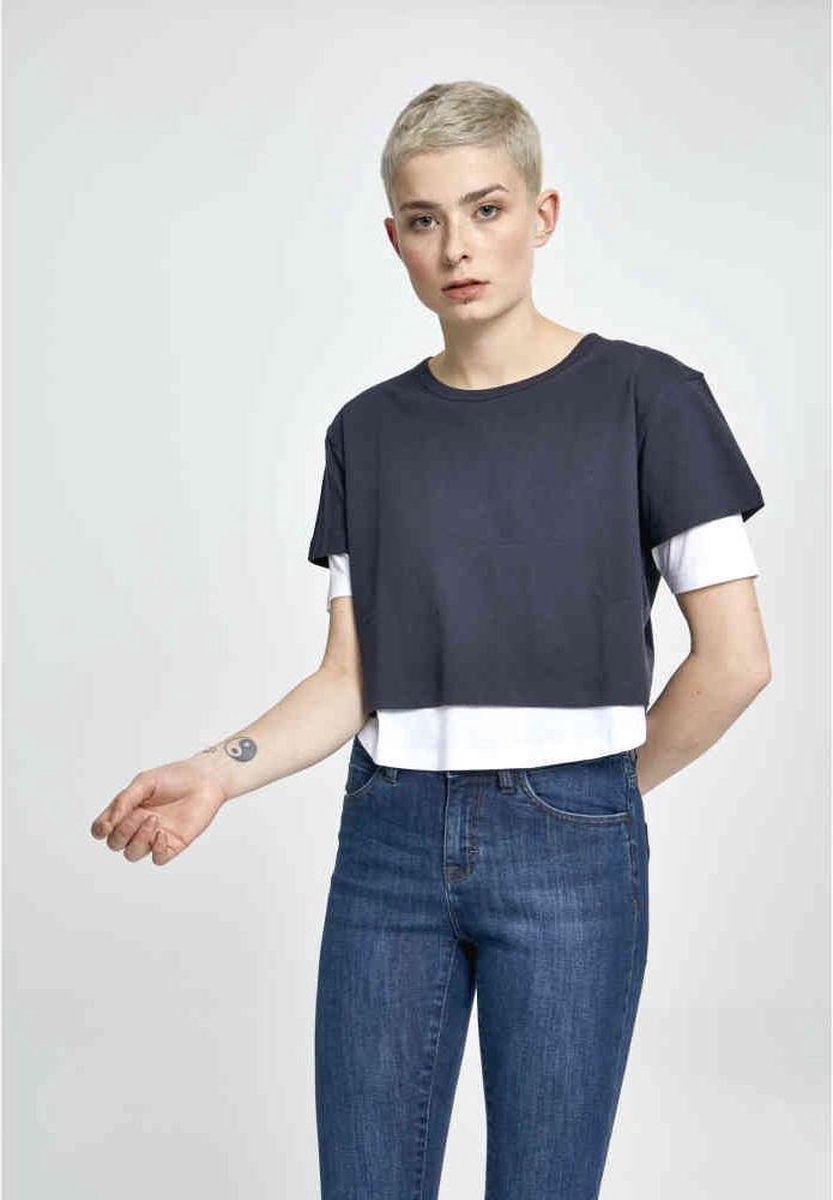 Urban Classics Dames Tshirt -XL- Full Double Layered Blauw