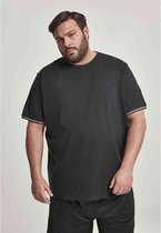 Urban Classics Heren Tshirt -M- Rib Ringer Zwart/Grijs