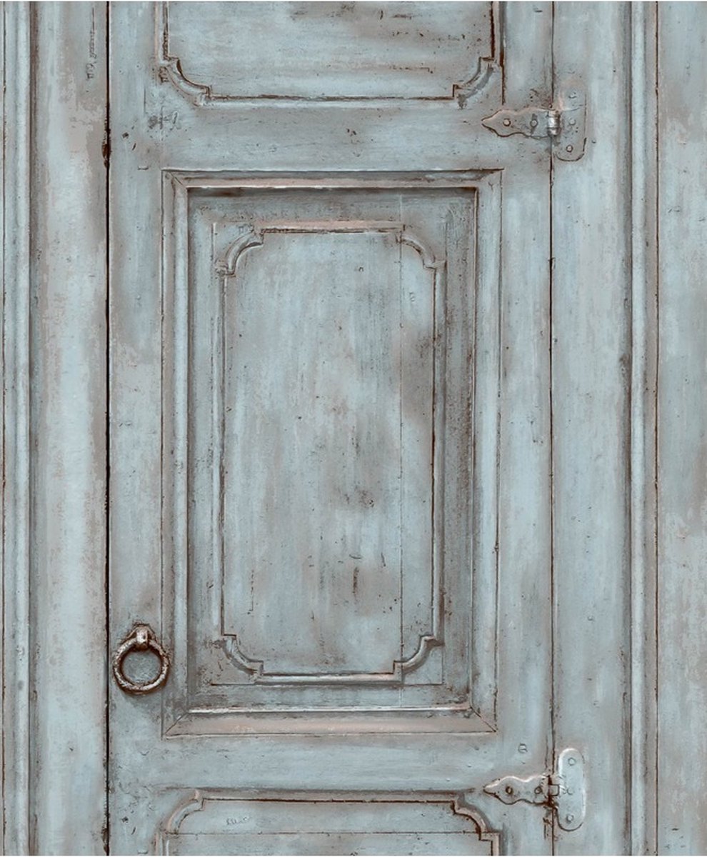 landelijk Verminderen verkrachting Home oude deur blauwgroen behang (vliesbehang, blauw) | bol.com