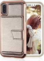 geschikt voor Apple iPhone Xr wallet case met spiegel - goud met Privacy Glas