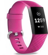 Siliconen Smartwatch bandje - Geschikt voor  Fitbit Charge 3 silicone band - fel roze - Maat: S - Horlogeband / Polsband / Armband