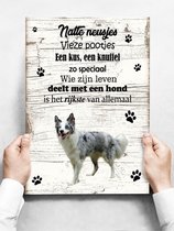 Wandbord hond: Bordercollie - 30 x 42 cm