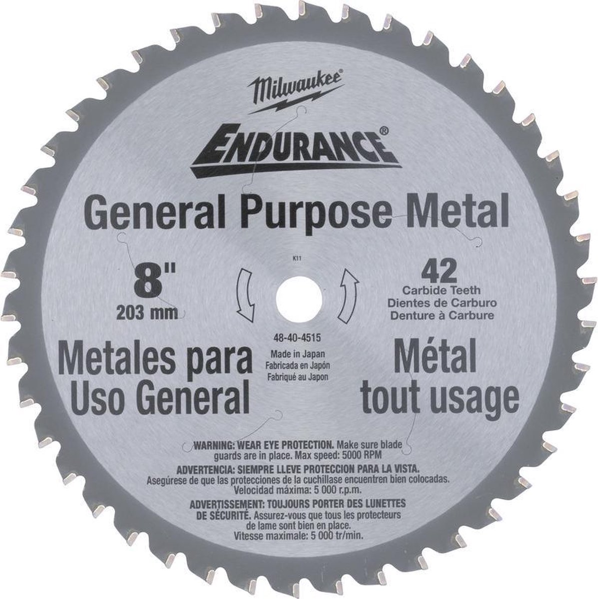 Milwaukee Cirkelzaagblad voor Metaal | Ø 203mm Asgat 15,87mm 42T - 48404515
