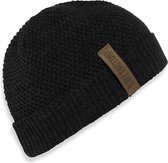 Knit Factory Jazz Gebreide Muts Heren & Dames - Beanie hat - Zwart - Warme zwarte Wintermuts - Unisex - One Size