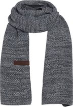 Knit Factory Jazz Gebreide Sjaal Dames & Heren - Grijs gemeleerde Wintersjaal - Langwerpige sjaal - Wollen sjaal - Heren sjaal - Dames sjaal - Antraciet/Lichtgrijs - 200x30 cm
