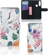 Telefoonhoesje Alcatel 1S 2020 Wallet Bookcase Bird Flowers