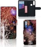 Portemonnee hoesje Alcatel 1S 2020 Smartphone Hoesje Kerstcadeau Vuurwerk