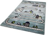 Flycarpets Kinderkamer Vloerkleed - City - Blauw - 80x150cm