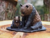 Tuinbeeld - bronzen beeld - Panda met jong - Bronzartes - 15 cm hoog