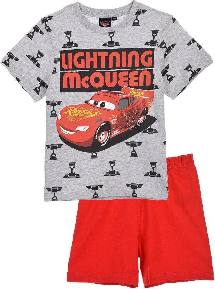 Cars 3 pyjama korte mouw - grijs - rood - maat 128 / 8 jaar