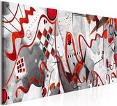 Schilderijen Op Canvas - Schilderij - Red Ribbons (1 Part) Wide 100x45 - Artgeist Schilderij