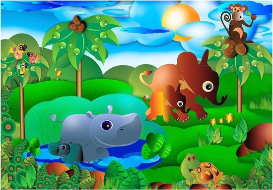 Fotobehang – Behangpapier - Fotobehang - Animal family 200x140 - Artgeist