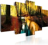 Schilderijen Op Canvas - Schilderij - Autumn silence: forest 200x100 - Artgeist Schilderij