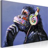 Schilderijen Op Canvas - Schilderij - Musical Monkey (1 Part) Wide 90x60 - Artgeist Schilderij
