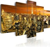 Schilderijen Op Canvas - Schilderij - New York: amber 100x50 - Artgeist Schilderij
