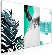 Schilderijen Op Canvas - Schilderij - Palm Paradise (3 Parts) 120x60 - Artgeist Schilderij