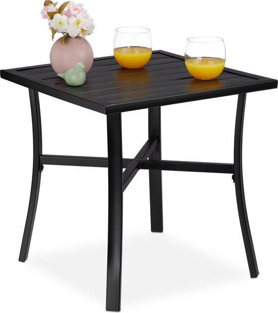 De Regenachtig serie Relaxdays tuintafel vierkant - balkontafel - metalen tafel - buitentafel  bijzettafel | bol.com