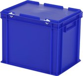 Stapelbak met deksel - Opbergbox - 400x300xH335mm - blauw