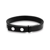 Twice As Nice Armband in edelstaal, zwart leder 19 cm+5 cm