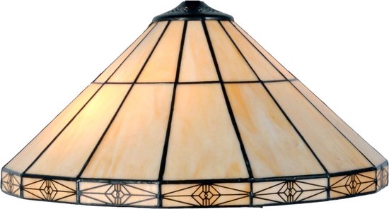 LumiLamp Lampenkap Tiffany Ø 41 cm Beige Metaal Glas Driehoek Glazen Lampenkap