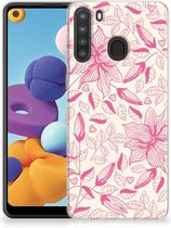 Smartphone hoesje Geschikt voor Samsung Galaxy A21 Silicone Case Roze Bloemen
