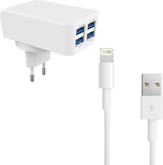 anker garen korting Durata DR- AC62 4 USB 4.2A uitgang oplader met Lightning kabel voor iPhone  11 / Pro /... | bol.com