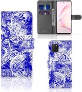 Book Style Case Geschikt voor Samsung Note 10 Lite Smartphone Hoesje Angel Skull Blue