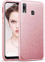 Samsung Galaxy A20E Hoesje Glitters Siliconen TPU Case licht roze - BlingBling Cover