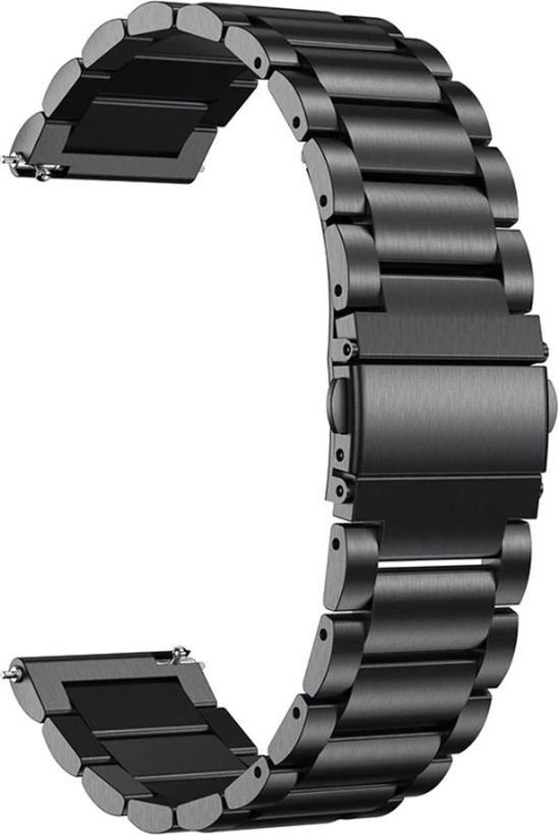 SmartphoneClip® Metaal schakel Bandje Zwart geschikt voor Samsung Galaxy Watch 42mm & Galaxy Watch Active - SmartphoneClip