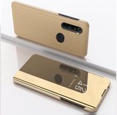 Voor xiaomi redmi note 8 plating spiegel horizontale flip lederen tas met beugel holster (goud)