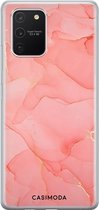 Samsung S10 Lite hoesje siliconen - Marmer roze | Samsung Galaxy S10 Lite case | Roze | TPU backcover transparant