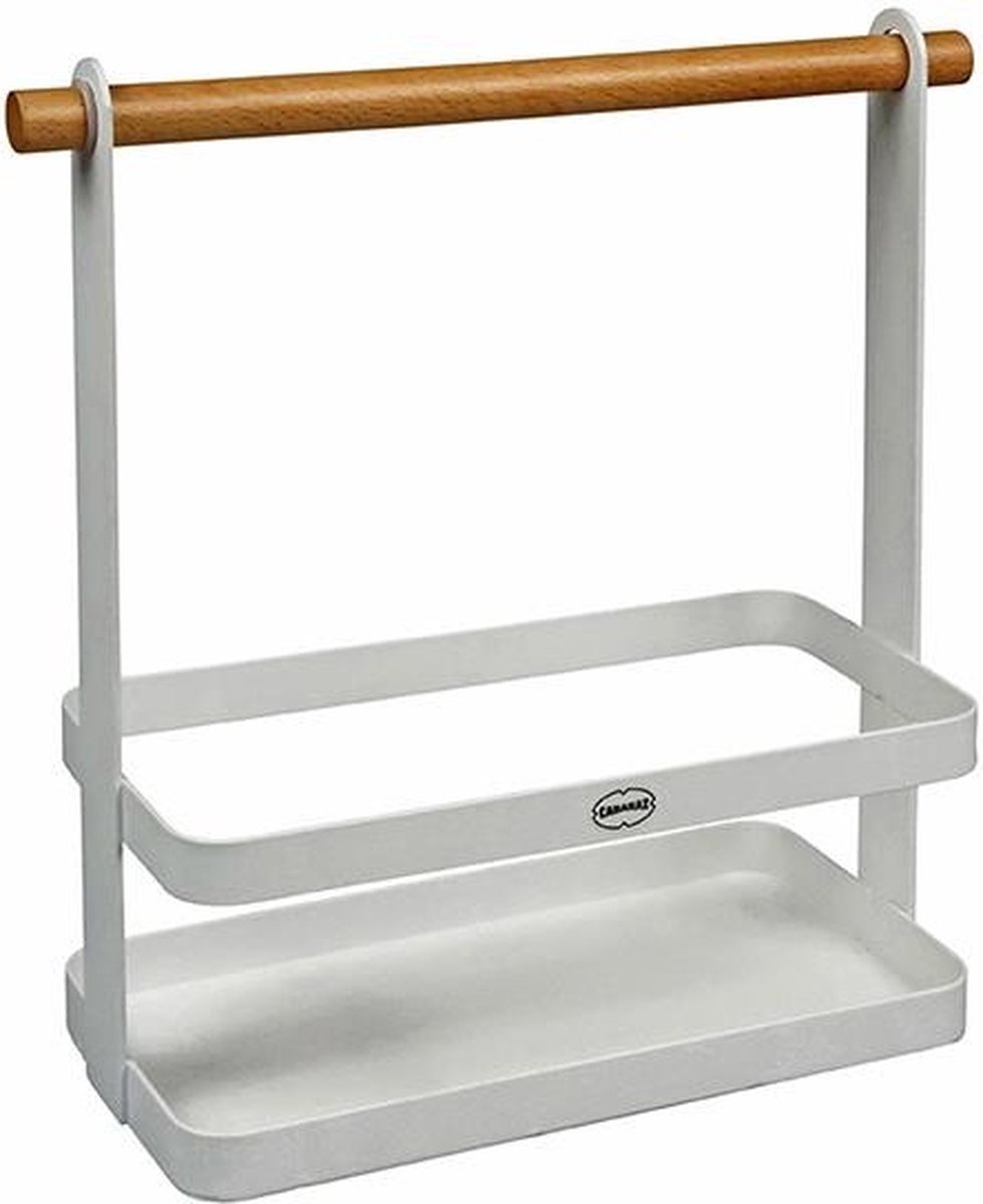 CABANAZ - opbergrek, metaal, hout,MUG RACK, wit