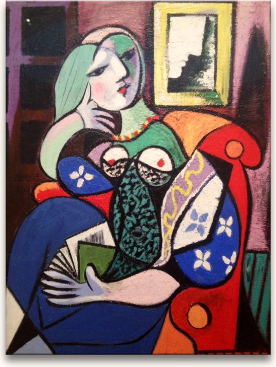 Handgeschilderd schilderij Olieverf op Canvas - Pablo Picasso 'Vrouw op  Sofa' | bol.com