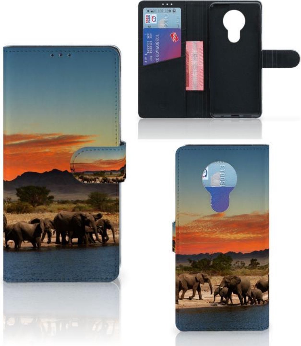 Nokia 5.3 Telefoonhoesje met Pasjes Olifanten