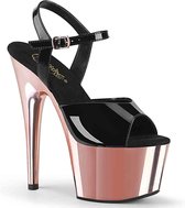 Pleaser - ADORE-709 Sandaal met enkelband, Paaldans schoenen - Paaldans schoenen - 37 Shoes - Zwart/Roze