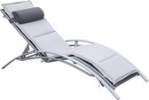 Ligbed - Tuinstoel - Ergomnomisch gevormde ligstoel - Relaxstoel Tuin - Tuinmeubelen - Loungebed - Verstelbaar - Aluminium - Grijs