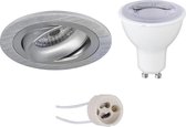 LED Spot Set - Pragmi Alpin Pro - GU10 Fitting - Dimbaar - Inbouw Rond - Mat Zilver - 6W - Warm Wit 3000K - Kantelbaar Ø92mm - BES LED