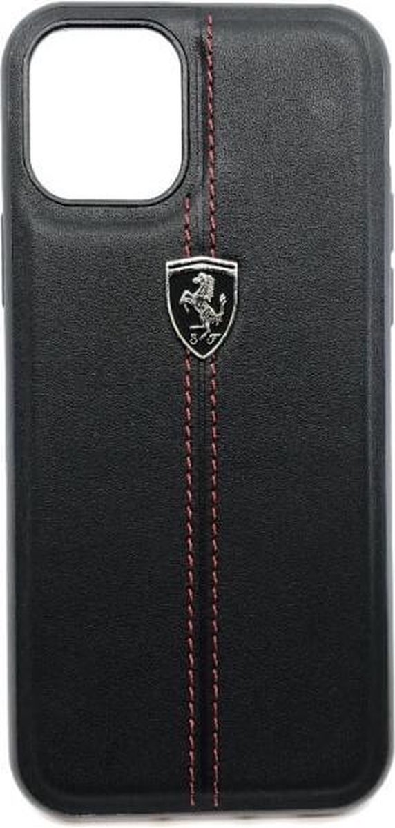 Ferrari Leren Backcase Hoesje iPhone 11 Pro - Zwart
