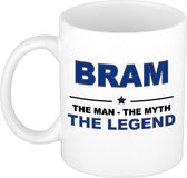 Naam cadeau Bram - The man, The myth the legend koffie mok / beker 300 ml - naam/namen mokken - Cadeau voor o.a verjaardag/ vaderdag/ pensioen/ geslaagd/ bedankt