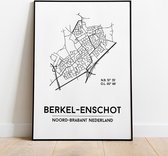 Berkel-Enschot city poster, A3 (30x40 cm) met lijst, plattegrond poster, woonplaatsposter, woonposter
