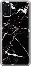 Samsung A41 hoesje siliconen - Marmer zwart | Samsung Galaxy A41 case | zwart | TPU backcover transparant