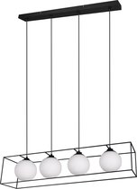 LED Hanglamp - Hangverlichting - Trion Gebia - E27 Fitting - 4-lichts - Vierkant - Mat Zwart - Aluminium - BSE