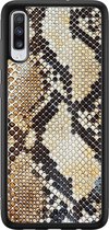 Samsung A70 hoesje - Snake / Slangenprint bruin | Samsung Galaxy A70 case | Hardcase backcover zwart