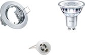 LED Spot Set - GU10 Fitting - Inbouw Rond - Glans Chroom - Kantelbaar Ø83mm - Philips - CorePro 827 36D - 3.5W - Warm Wit 2700K