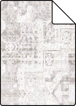Proefstaal ESTAhome behangpapier oosters kelim tapijt licht warm grijs - 148654 - 26,5 x 21 cm