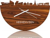 Skyline Klok Heerenveen Palissander hout - Ø 40 cm - Woondecoratie - Wand decoratie woonkamer - WoodWideCities