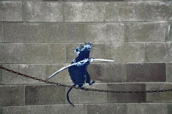 BANKSY  Tightrope Rat Walking Chain Canvas Print