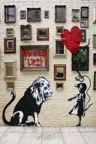 BANKSY Lion and Balloon Girl Canvas Print