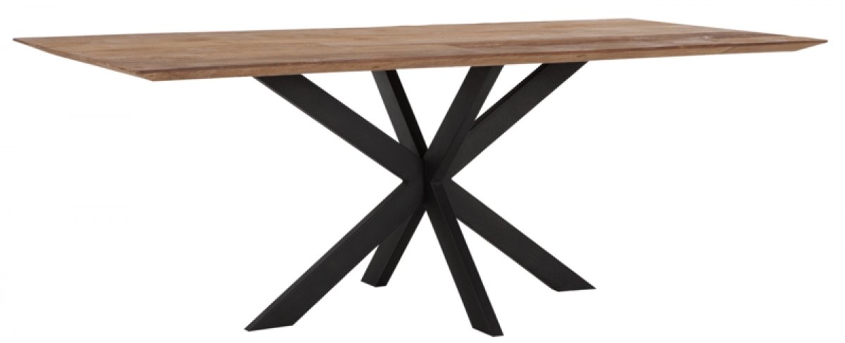 24Designs Curves Tafel - L210 X B100 X H78 - Tafelblad Recycled Teakhout - Zwart Onderstel